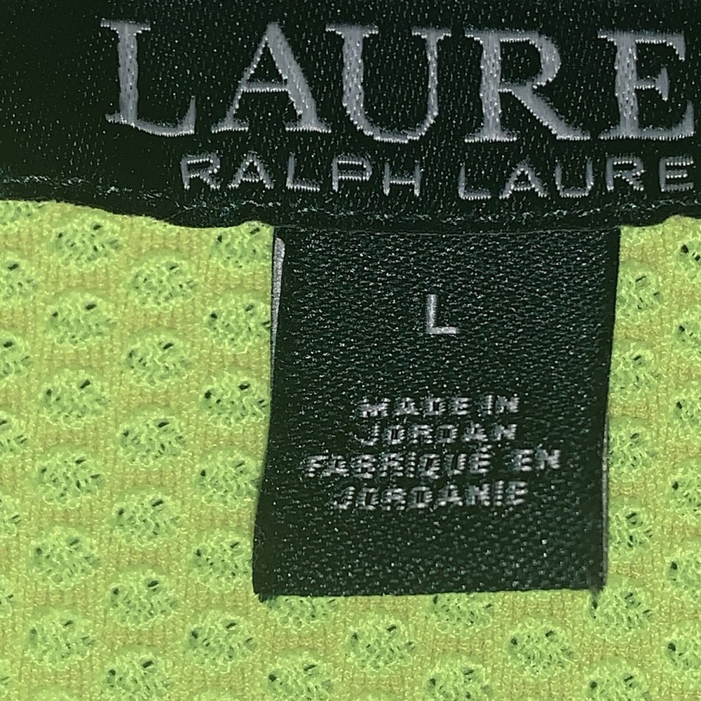 Lauren Ralph Lauren Green Label Large Waffle Knit Top Neon Yellow & Black1/4Zip - Picture 7 of 9